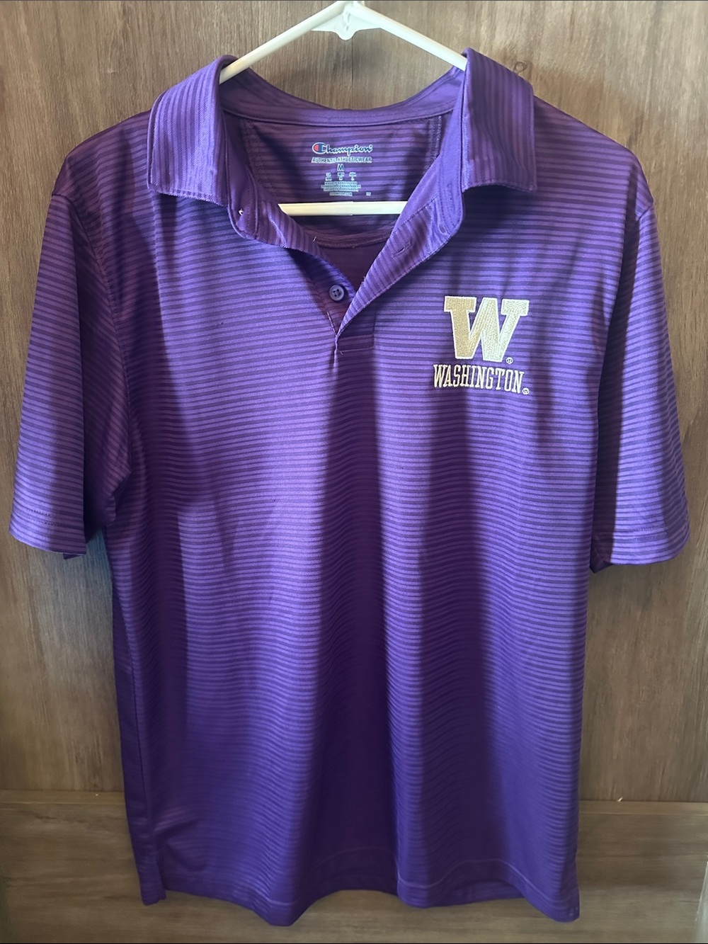 Champion Purple Washington W Logo Striped Polo